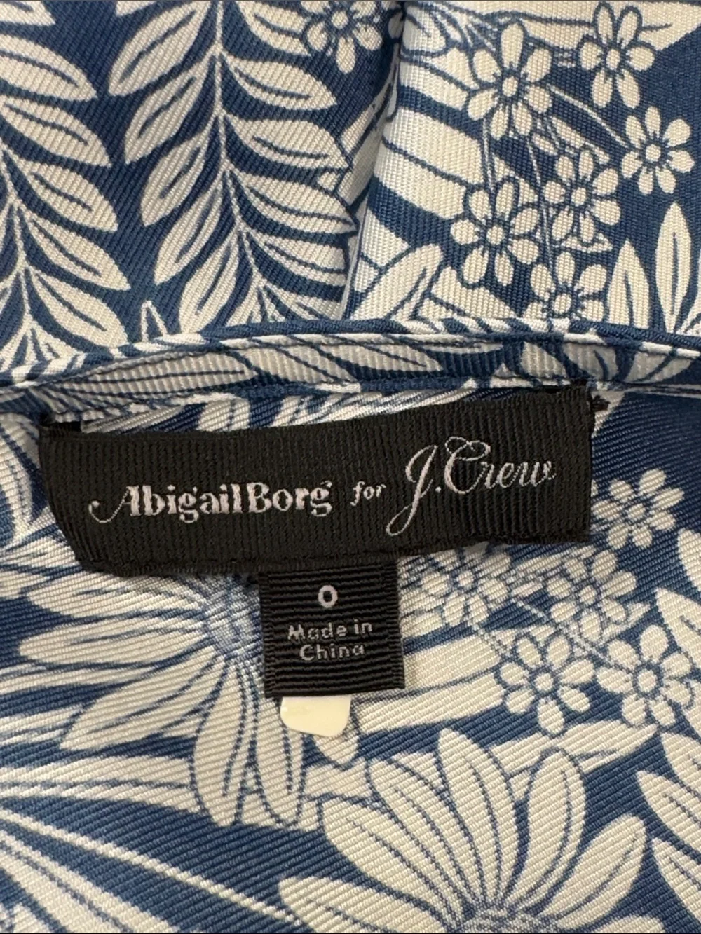 J.Crew x Abigail Borg Navy and White Floral V-Neck Silk Camisole